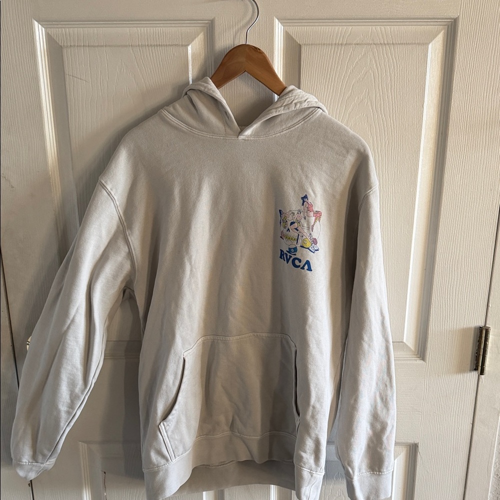 RVCA Graphic Bone White Hoodie Size Men’s Large